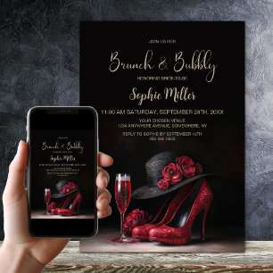 Red High Heel Shoes Brunch and Bubbly Invitation