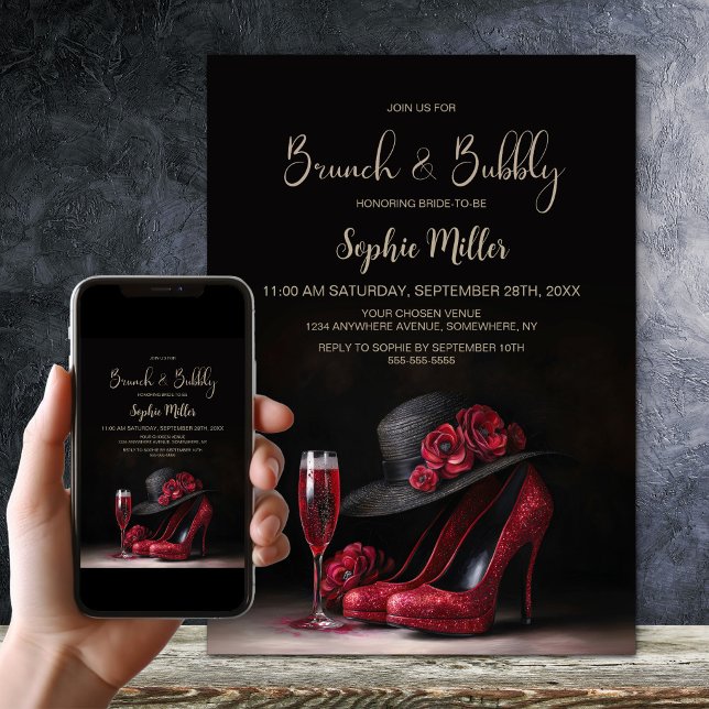 Red High Heel Shoes Brunch and Bubbly Invitation (Creator Uploaded)