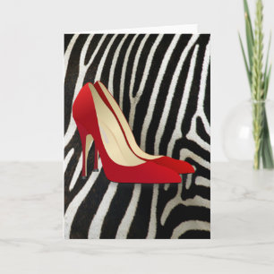 red high heel shoes card