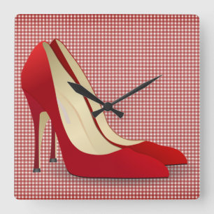red high heel shoes clock