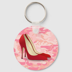 red high heel shoes key ring
