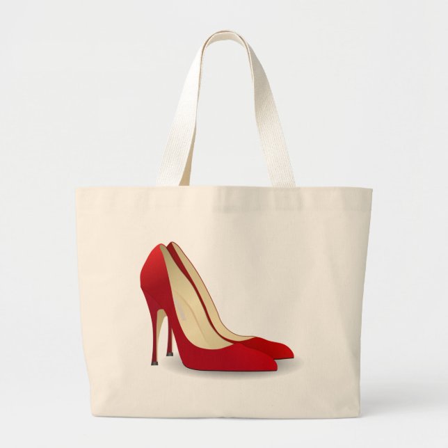 red high heel shoes large tote bag (Front)