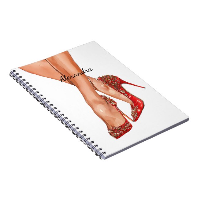 Red High Heel Shoes Legs Notebook (Right Side)