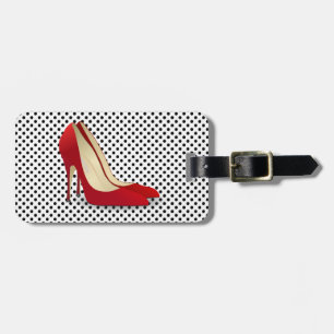 red high heel shoes luggage tag