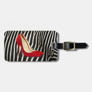 red high heel shoes luggage tag