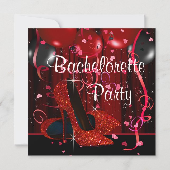 Red High Heel Shoes Red Bachelorette Party Invitation (Front)
