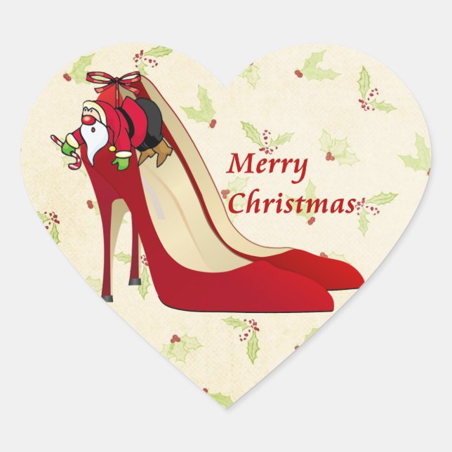 Red High Heel Shoes / Santa Elf Heart Sticker (Front)