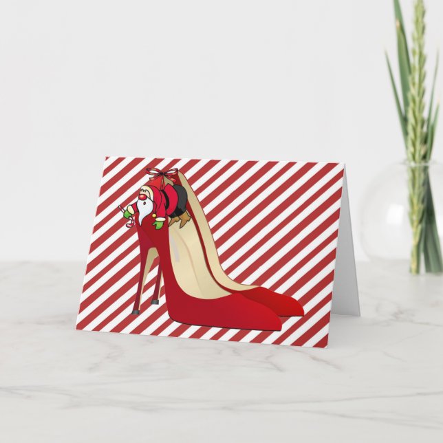 Red High Heel Shoes / Santa Elf Holiday Card (Front)