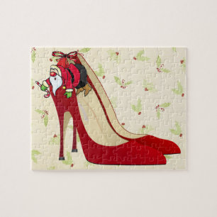 Red High Heel Shoes / Santa Elf Jigsaw Puzzle