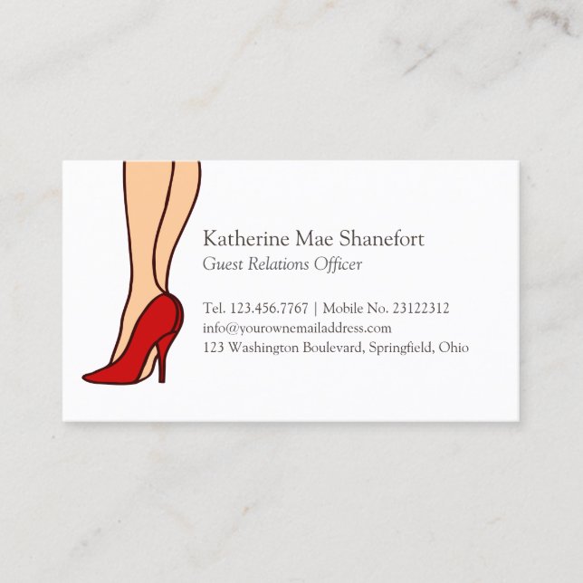 Red High Heels Stiletto Fashion Business Card (Front)
