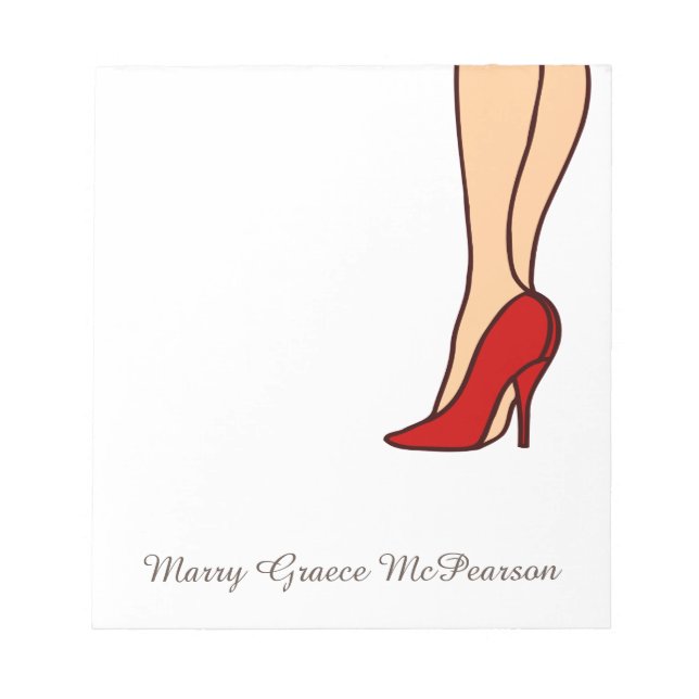 Red High Heels Stiletto Fashion Notepad (Front)