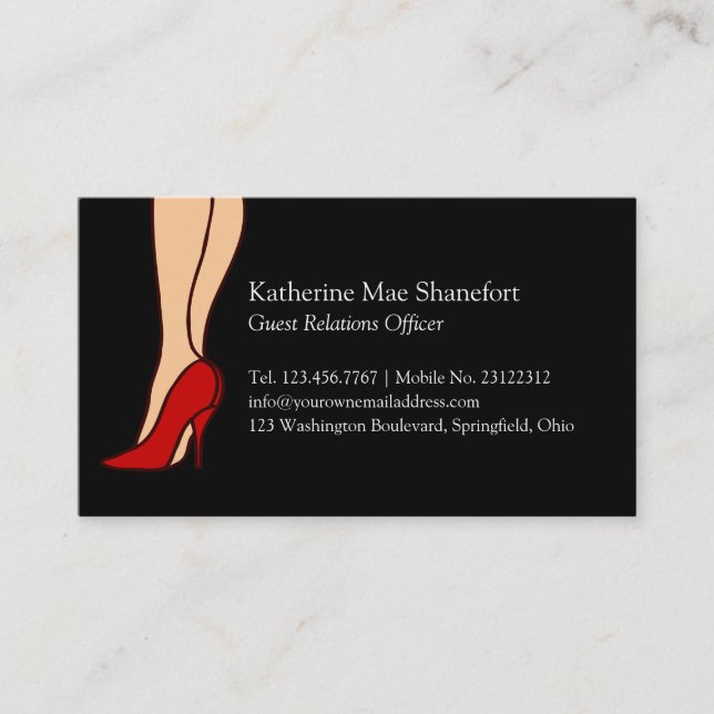 Red High Heels Stiletto Style Business Card (Front)