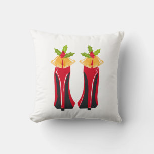 Red High Heels with Christmas Bells Cushion