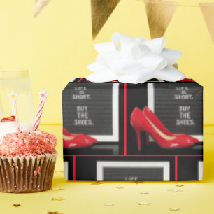 Red High Heels with Sign Wrapping Paper