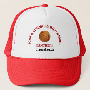 Red High School Basketball Player Personalised Trucker Hat