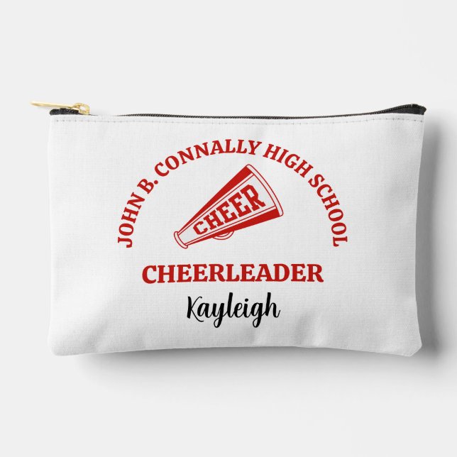 Red High School Cheerleader Personalised Accessory Pouch (Front)