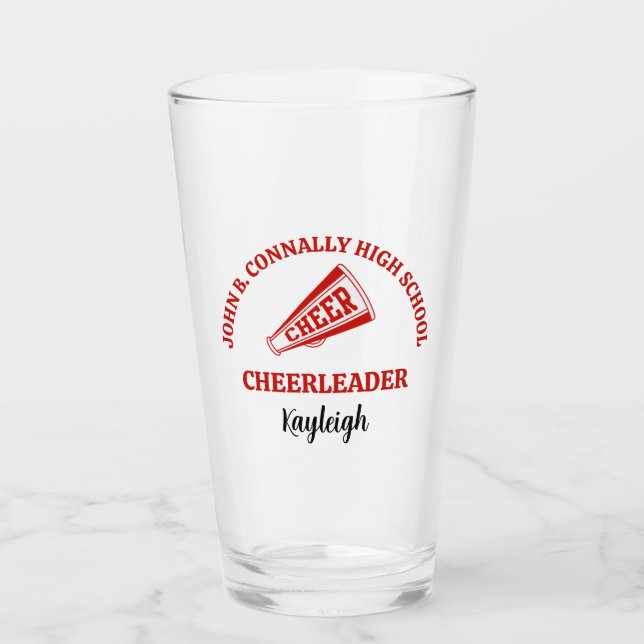 Red High School Cheerleader Personalised Glass (Front)