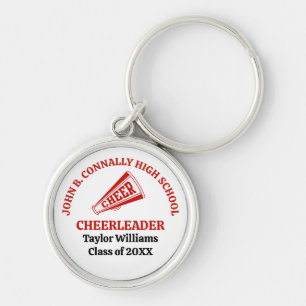 Red High School Cheerleader Personalised Key Ring