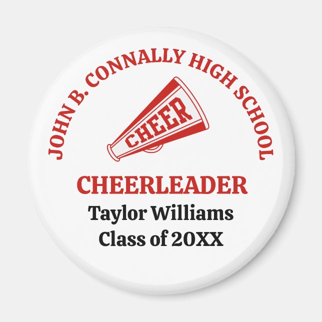 Red High School Cheerleader Personalised Magnet (Front)