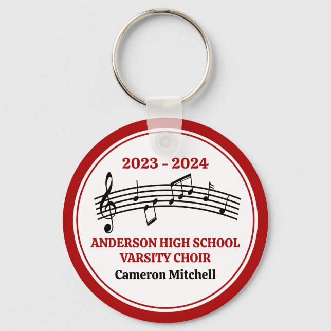 Red High School Choir Personalised Key Ring (Front)