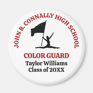 Red High School Colour Guard Personalised Magnet