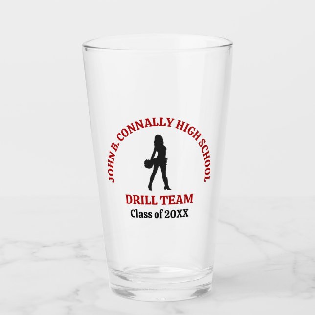 Red High School Drill Team Dancer Personalised Glass (Front)