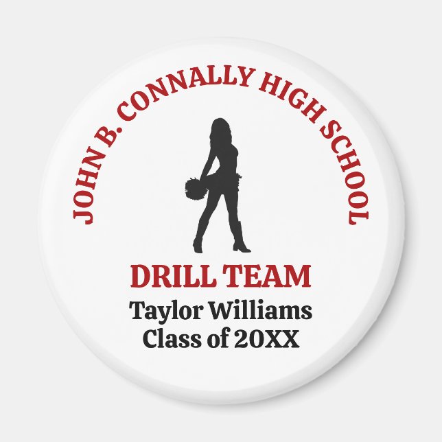 Red High School Drill Team Dancer Personalised Magnet (Front)