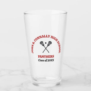 Red High School Lacrosse Team Personalised Glass
