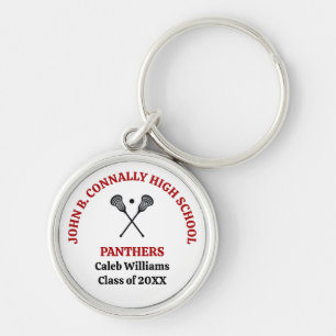 Red High School Lacrosse Team Personalised Key Ring