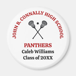 Red High School Lacrosse Team Personalised Magnet