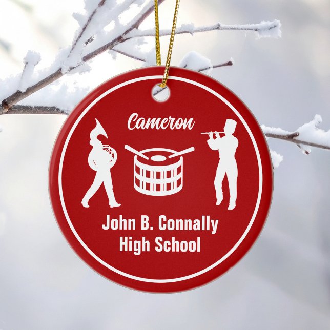 Red High School Marching Band Custom Christmas Ceramic Tree Decoration (Creator Uploaded)