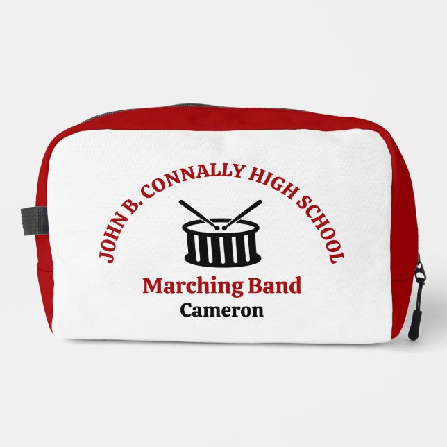 Red High School Marching Band Personalised Dopp Kit (Front)