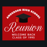 Red High School Reunion Custom Alumni Welcome Poster<br><div class="desc">A classic custom class reunion party welcome poster for alumnus in red and white typography for a high school,  college,  or university. Customise with your school name and graduating class  for great personalised alumni celebration decor.</div>