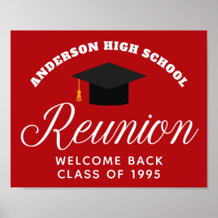 Red High School Reunion Custom Alumni Welcome Poster