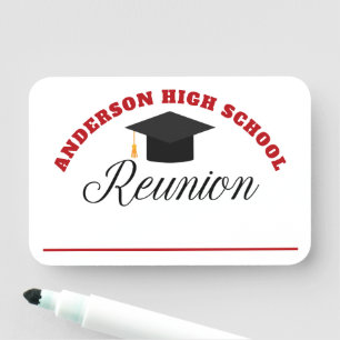 Red High School Reunion Personalised Name Tag