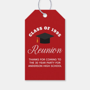 Red High School Reunion Personalized Party Gift Tags