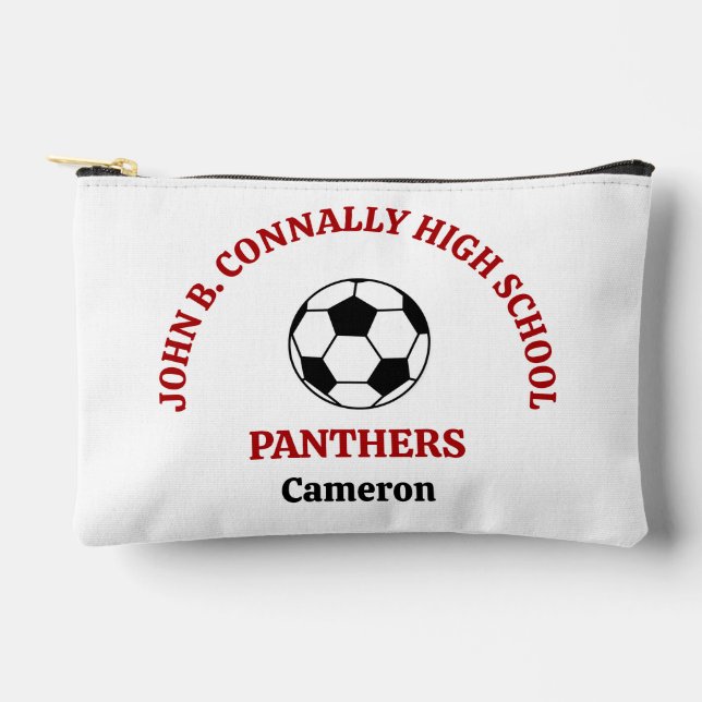 Red High School Soccer Team Personalised Accessory Pouch (Front)