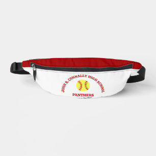 Red High School Softball Player Personalised Bum Bags