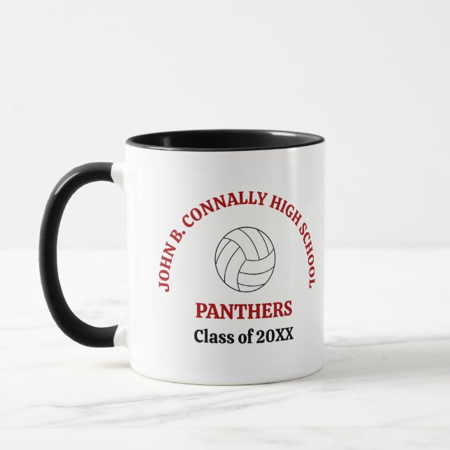 Red High School Volleyball Player Personalised Mug (Left)