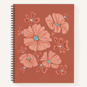 Red Hippie Abstract Flower Power Notebook