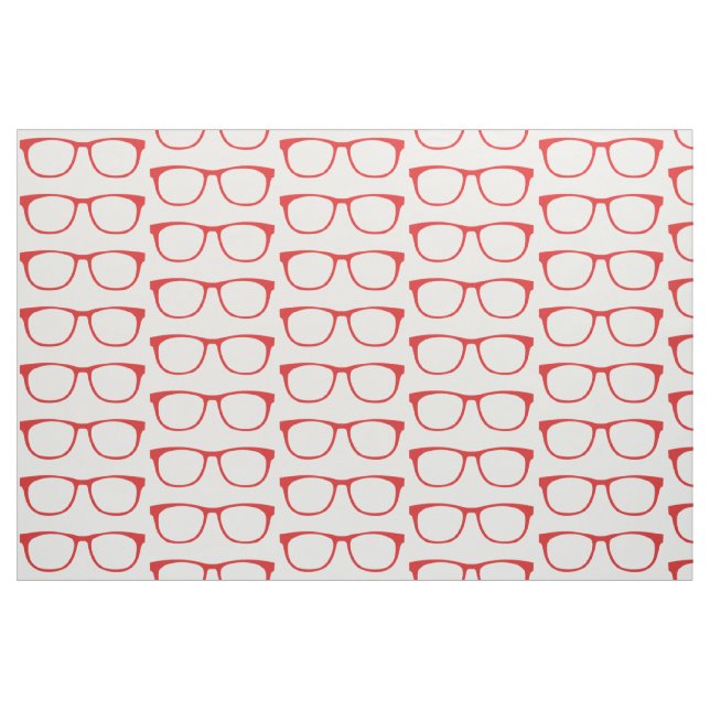 Red Hipster Geek Glasses Fabric (Fat Quarter)