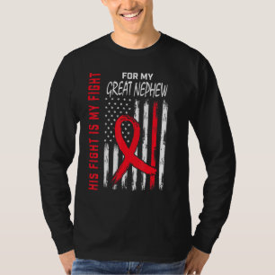 Red His Fight Great Nephew Heart Disease Awareness T-Shirt
