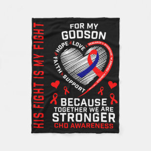 Red His Fight Is My Fight Godson Chd Awareness Hea Fleece Blanket