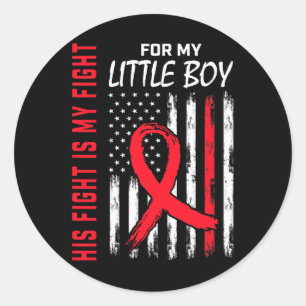 Red His Fight Son Little Boy Heart Disease Usa Fla Classic Round Sticker
