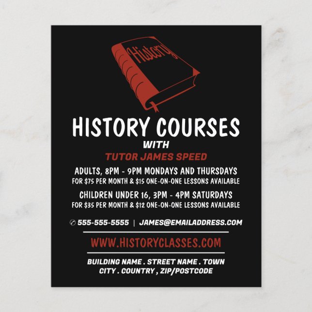 Red History Book, History Course Advertising Flyer (Front)