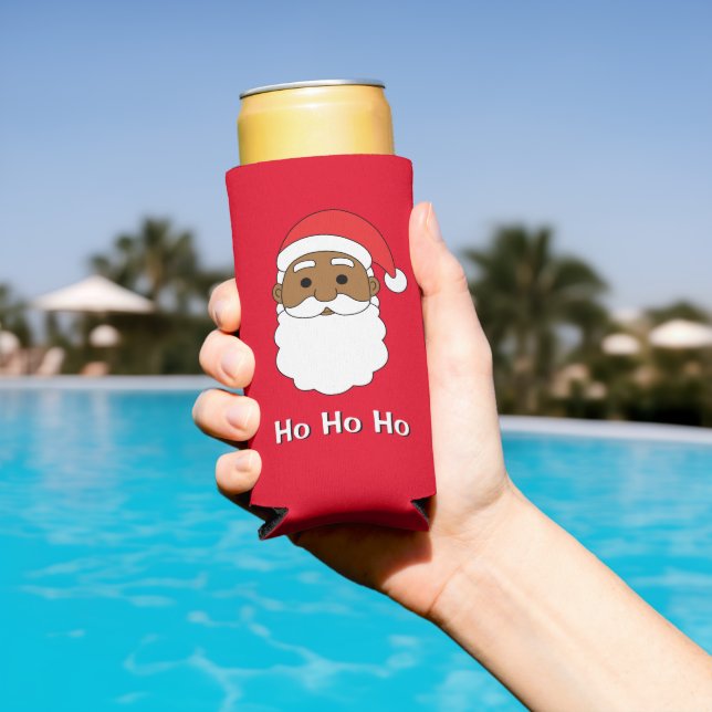 Red Ho Ho Ho African American Santa Claus Family Seltzer Can Cooler (In Situ Pool)