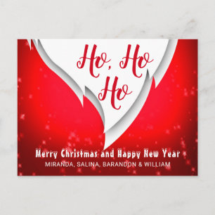 Red Ho Ho Ho Christmas & New Year Photo Greetings Holiday Postcard