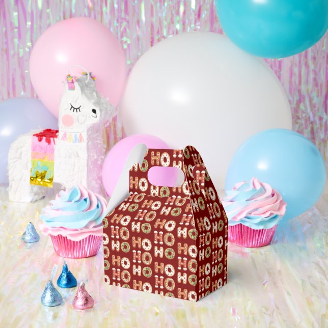 Red Ho Ho Ho Gingerbread Cookie Christmas Favour Box (Party)