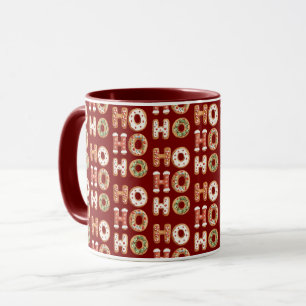 Red Ho Ho Ho Gingerbread Cookie Christmas Mug