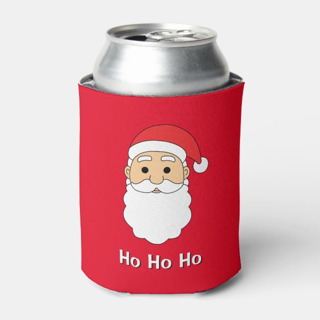 Red Ho Ho Ho Santa Claus Merry Christmas Family Can Cooler (Can Front)